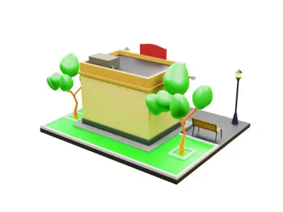 cartoon cafe 3D model