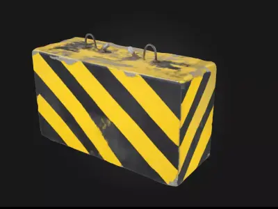 Caution Block Safety Barrier Prop 3D model