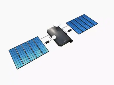 Satellite I05 Steel Blue - SciFi Space Design Low-poly 3D model