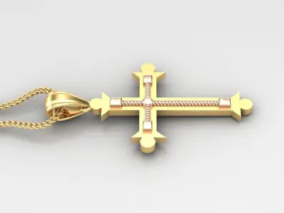High Cross Pendant Light Gold 18K 4CP089 3D print model