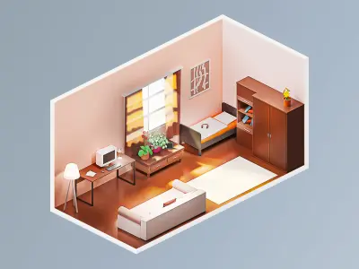 Room 13 Low-poly 3D model