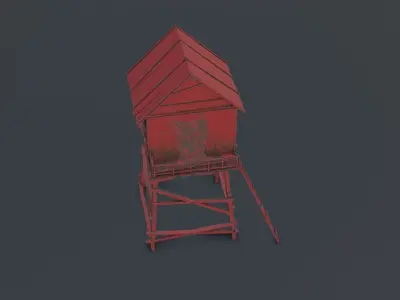  Watch Tower Metal Low-poly 3D model