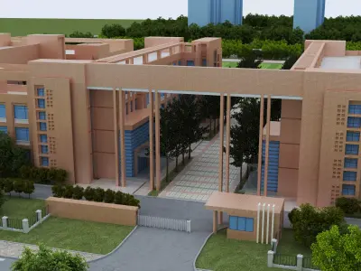 School Building012 Low-poly 3D model