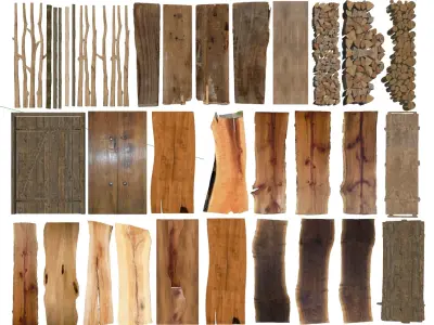 Wooden door panel combination 3D model