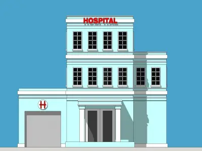 Hospital building Low-poly 3D model
