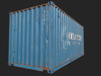 Low Poly PBR Shipping Container 20ft Low-poly 3D model
