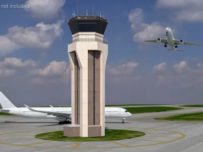  Air Force Base Control Tower and Airplane 