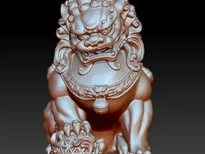 Chinese Guardian Lion Statue Dog Dragon 3D Model  3D model