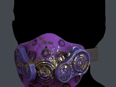 Gas mask helmet 3d model scifi Low-poly  Low-poly 3D model