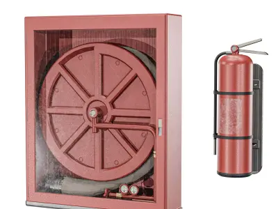 Wall Mounted Fire Hose  Low-poly 3D model