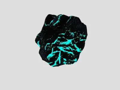 Space Rock Asteroid Glowing Blue Core for Game PBR Free low-poly 3D model