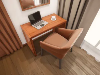 HQ Modern Hotel Room Low-poly 3D model