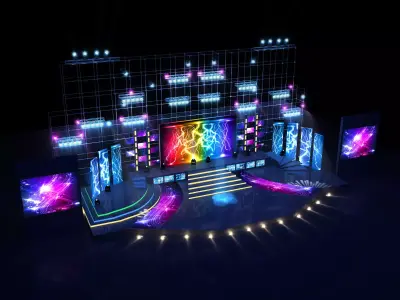 Stage party concert fashion catwalk T station  58 3D model