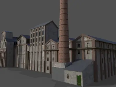 Old Sugar Mill Factory low poly Low-poly 3D model