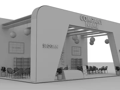 White and Black Booth Exhibition Stand Stall 3D model