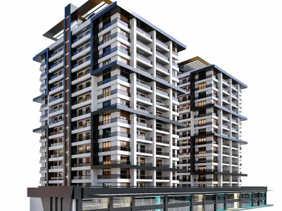 Modern Residential Building 16 3D model