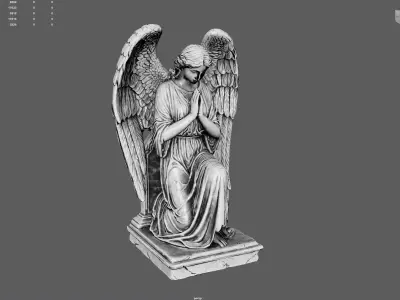Guardian Angel Praying Statue LP  Timeless Spiritual  Low-poly 3D model