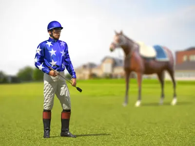  Horse Jockey Rigged for Cinema 4D 3D Model 