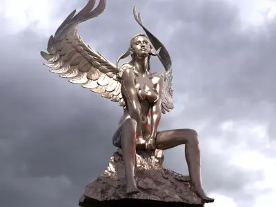 Egyptian goddess on cliffs 3D model