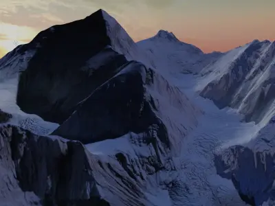 Mount Everest at Dawn Landscape 3D model