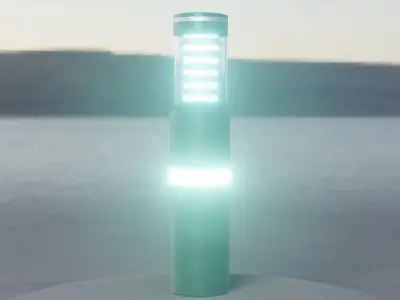 Low-Poly Moss Green Light Column 7 - Street Light Set-9 Low-poly 3D model