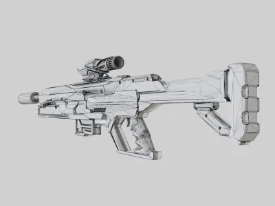 Sci-Fi Sniper Rifle Low-poly 3D model