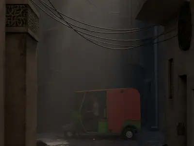 Rickshaw - Game ready Asset Free low-poly 3D model