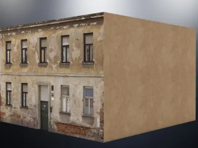 Old 3 Side Building Low-poly 3D model