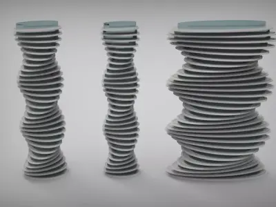 Twisted and Parametric design form of Tower 3D model