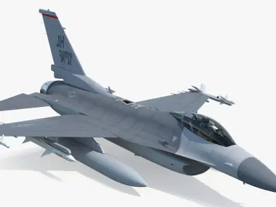  Fighter F-16 with Pilot and Missile Launcher LAU-129 Rigged for Cinema 4D 