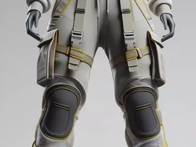 Futuristic Tech Suit 3D Model Clothing Grey Hoodie  Low-poly 3D model