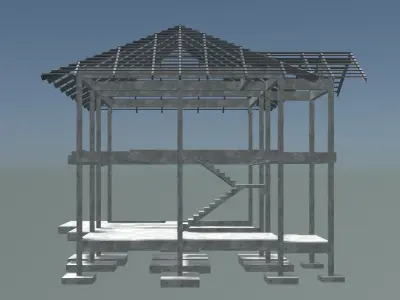 House in structure 3D model