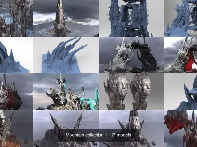 Mountain collection 1 series of showing castle 3D Model Pack