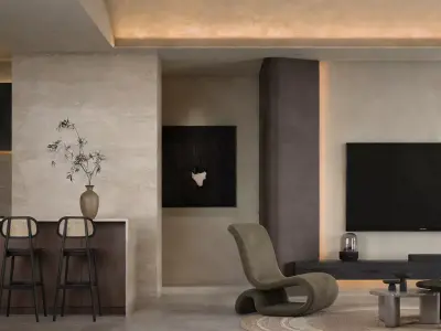 Modern minimalist living room 3D model