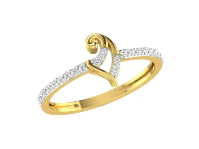 Light Weight Yellow Gold Diamond Ring  -EZ R-134 3D print model