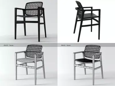 chair four rattan chairs 3D model purchase