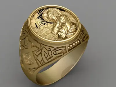 Jesus Diamond Ring 3d Print Model  3D print model