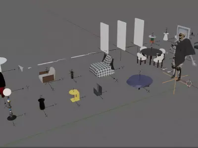 Collection about furniture tables chairs  lamps and Humanoid 3D print model