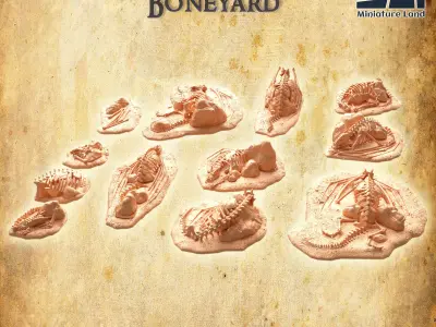 Modular Dragon Bones Tabletop Terrain 28 mm 3D print model