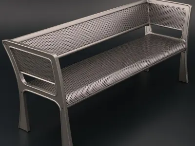 Set of 3 benches for outdoor public spaces 3D model
