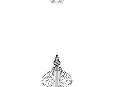 Ceiling Lamp with Wire Shade 03 3D model