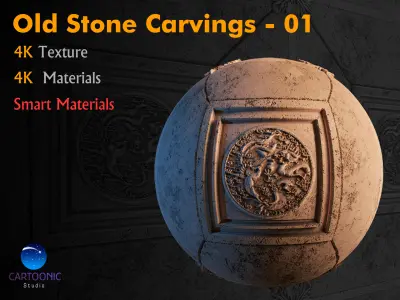 10 Old Stone Carvings Set Texture
