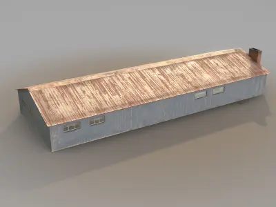 Old Garage 01 blue  Low-poly 3D model