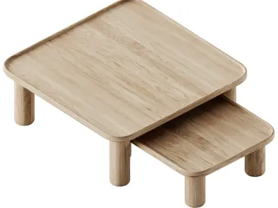 Teulat NEST Wooden coffee table set 3D model