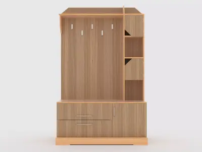 hallway 4 wooden cabinet with drawers and shelves Low-poly 3D model