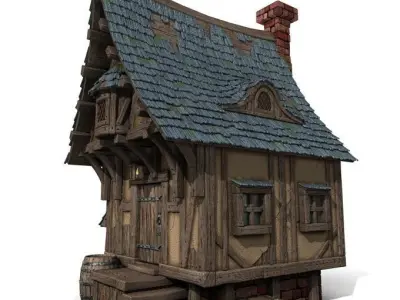 Timbered House Medieval 3D model