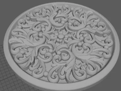 rosette ornately carved plate 3D model buy