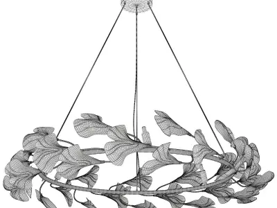 Decorative chandelier Wintery flover Gold with White shades Low-poly 3D model