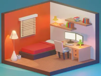 Isometric Room 1 Low-poly 3D model