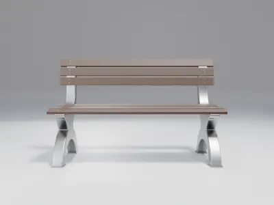 office bench - light theme - modern  Low-poly 3D model